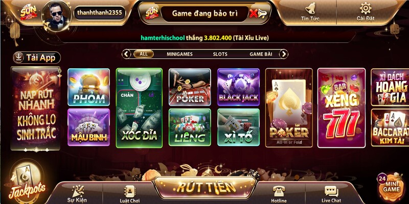 Sân chơi casino tại Sunwin yêu thích của nhiều người